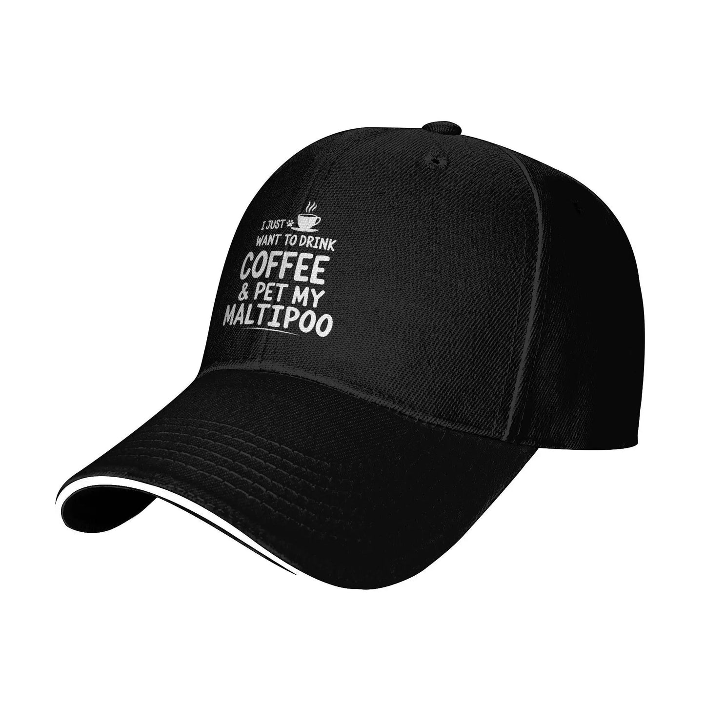 Coffee and Maltipoo Print Kids Baseball Cap Youth Sports Comfortable Casual Baseball Hat Adjustable Sandwich Brim All Seasons