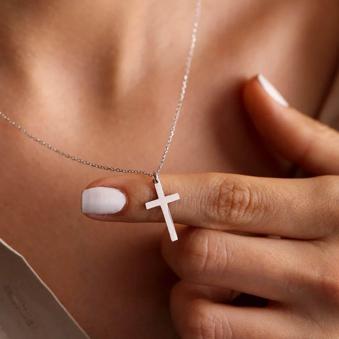 Mode Edelstahl Kreuz Gold Silber Farbe Halskette für Damen Herren Exquisite Kette Halsketten Schmuck Geburtstagsgeschenk