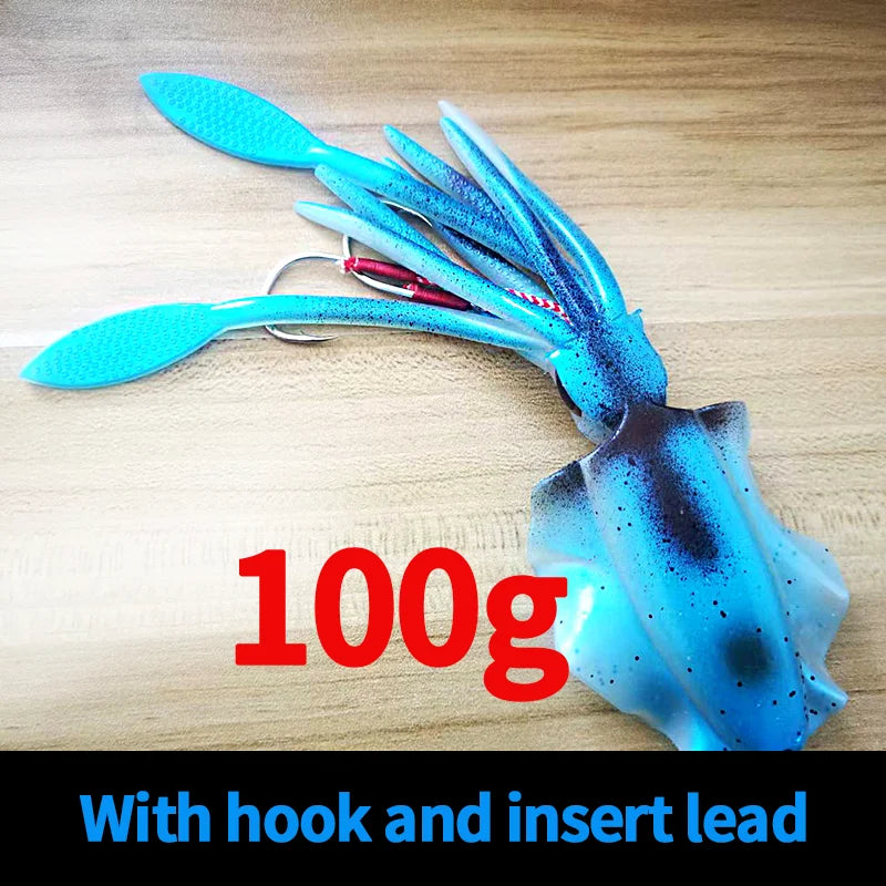 SUNMILE Angel-Gummiköder Tintenfisch 20g/60g/80g/100g/120g/150g Leuchtend/UV-Tintenfisch-Jig Angelköder für Meeresangeln Wobbler Köder
