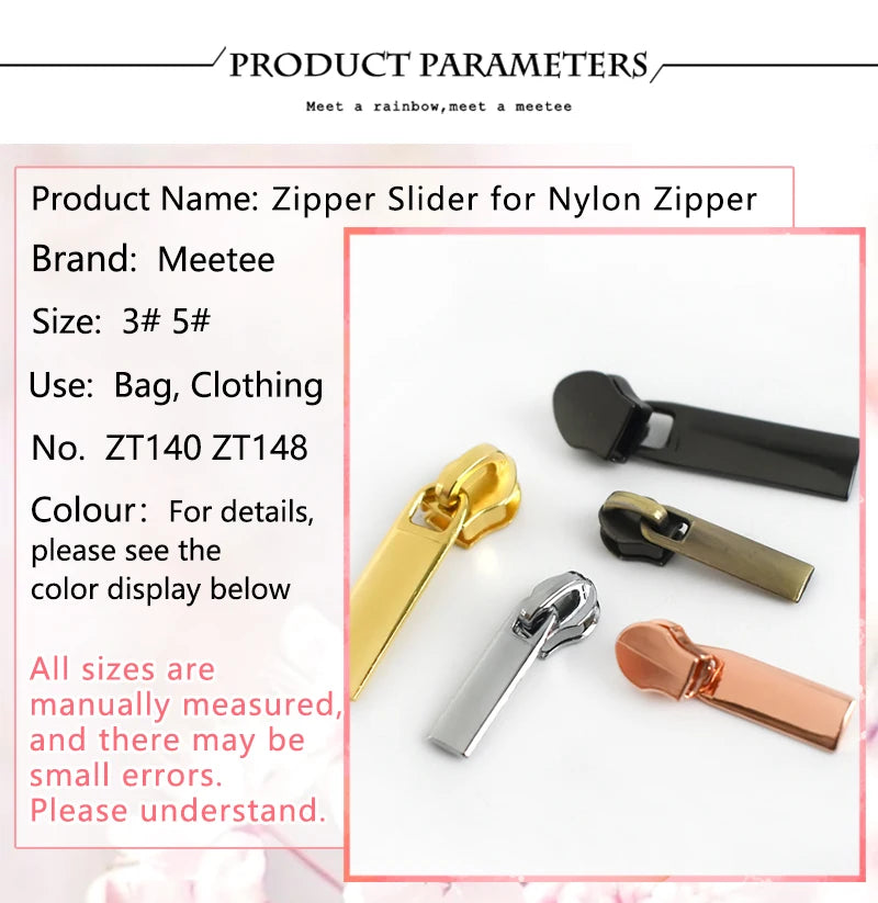 20 Stk. Meetee Reißverschluss-Schieber für 3# 5# Nylon-Reißverschlüsse Daunenjacke Reißverschlusskopf Taschenbekleidung Reißverschluss-Reparatur-Kits DIY Nähzubehör