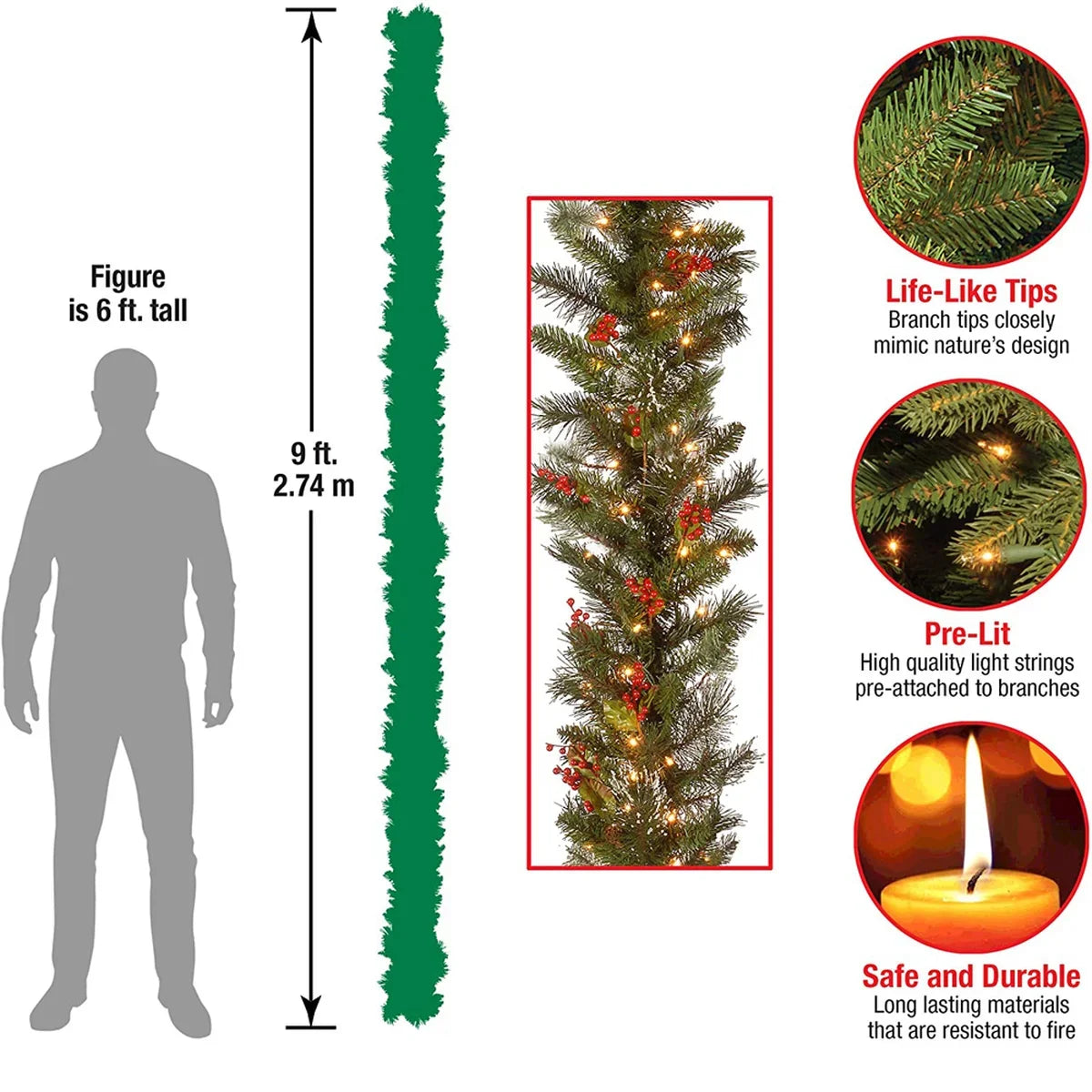 Weihnachten 1,8m/2,7m Rote Frucht Beleuchteter Rattan PVC Material Beleuchtung Lichterkette Kiefer Kamin Treppe Tür Dekorative Girlande