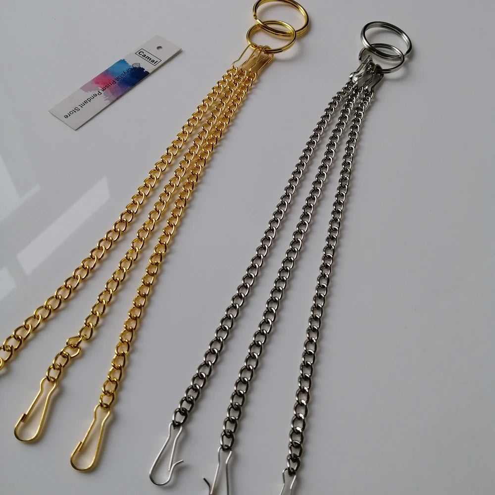 Camal 1 Stück L26cm Chrom/Gold Hängekette für Aufhänger Mittelstück Kronleuchter Rahmen Hochzeit Weihnachtsfeier Kristallperlen Dekor