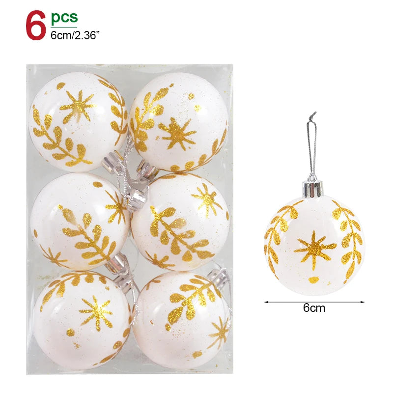 6 Stück 6 cm transparente Schneeball-Weihnachtskugeln Anhänger für Weihnachtsbaumschmuck Klare Kugeln Hängende Ornamente Weihnachten Navidad