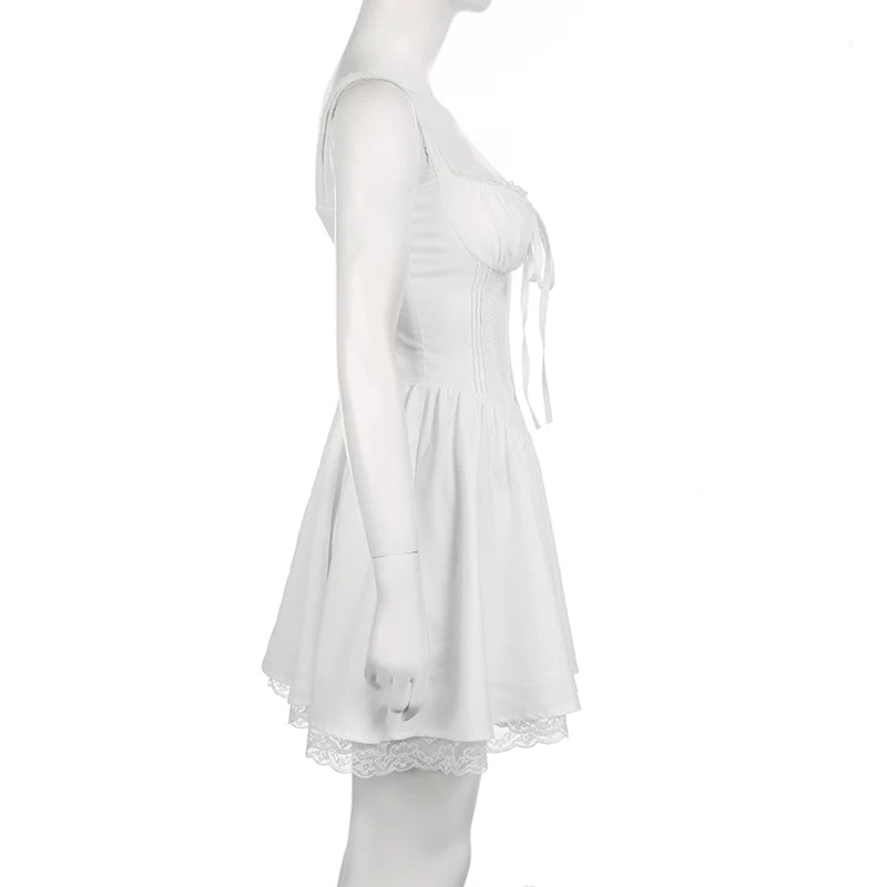 Rockmore elegante Party-Korsettkleider für Damen, modisches Abend-Bodycon-A-Linien-Faltenkleid, sexy Spitzen-Patchwork-Minikleid, neuer Sommer-Sunderss