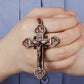 Cottvott Dreifaltigkeits-Kruzifix Jesus Christus Kreuz Anhänger Halskette Katholische verstellbare Wachsseilkette Halskette Frauen Männer Schmuck Geschenk
