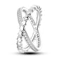 Ringe für Frauen 925 Silberfarbe Zirkon Wickellinie Geometrischer Sternring Verlobung Hochzeit Romantisches Valentinstag Feinschmuck Geschenk