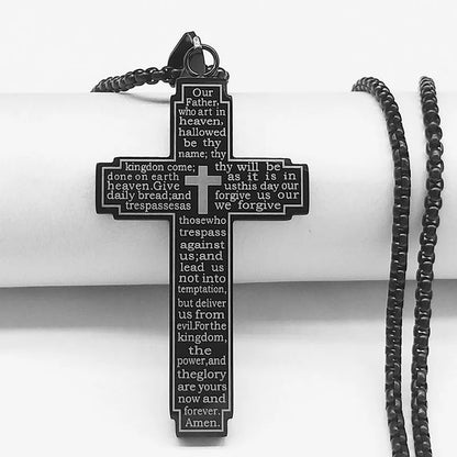 HNSP Edelstahl Bibel Großes Kreuz Halskette Anhänger für Herren Schmuck Religion Zubehör