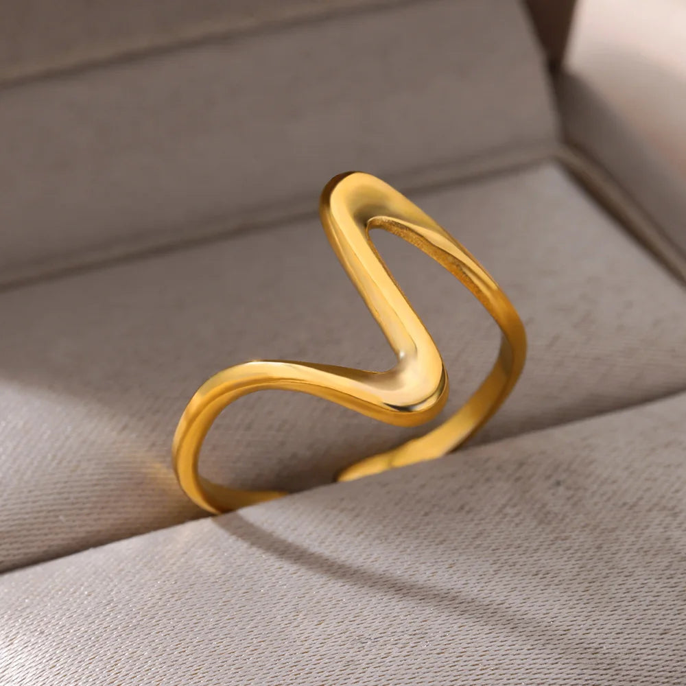 Edelstahlringe für Damen Wasserdicht Offen Goldfarbener Ring Hochzeits-Paarband Schmuck Geschenke Kostenloser Versand Artikel anillos