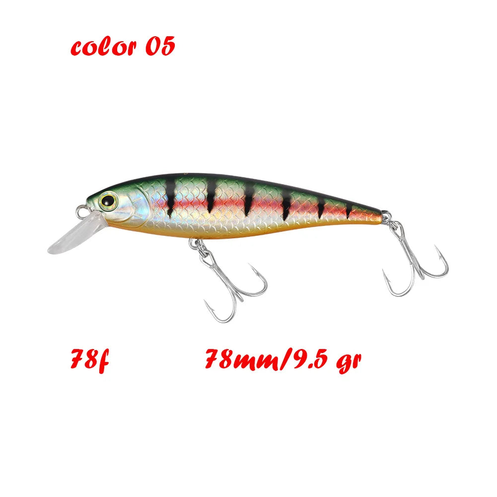 BassLegend Fishing Artificial Bait Suspending Minnow Shallow Wobbler Jerkbait Shad Bass Pike Lure 128 SP 78 F 65 SP