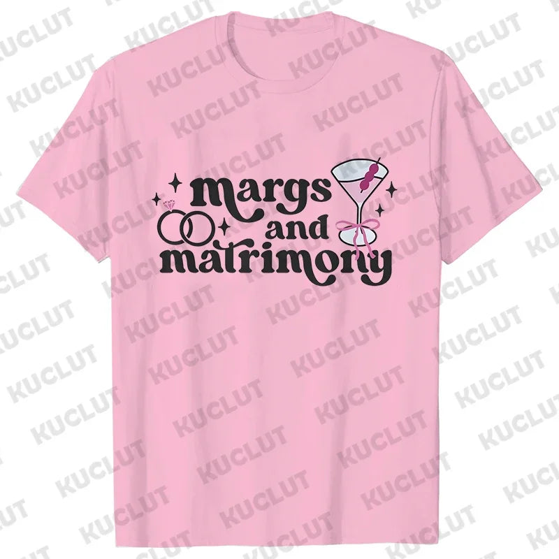 Margs & Matrimony Junggesellenabschied Party T-Shirts Harajuku Sommer Team Braut Tees Brautparty Grafik Y2k Tops
