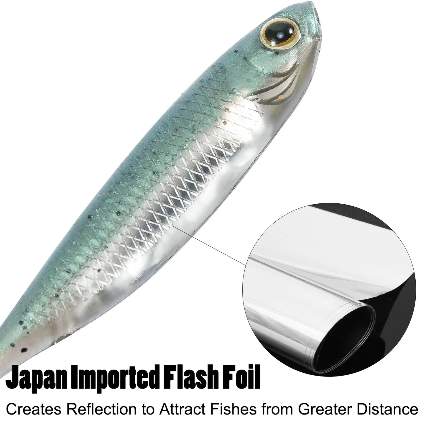 Dr.Fish 5/6 Stück Angelköder Weichplastik Silikonköder Paddelschwanz Shad Wurm Swimbait Süßwasser Barsch Forelle 70mm 80mm 100mm