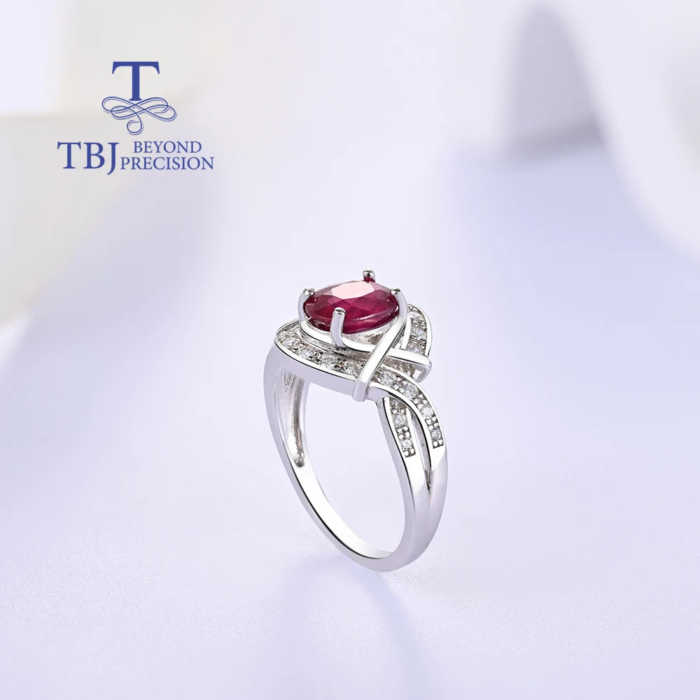 Wunderschöner Design-Ring mit natürlichem Rubin, Edelstein, exquisiter 925er Sterlingsilber-Schmuck für Frauen