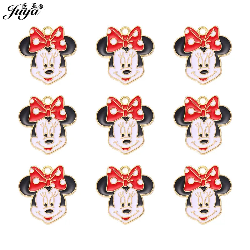 JUYA 15pcs Enamel Mouse Charm Pendants For Jewelry Making Women Kids DIY Necklace Handmade Findings Crafts Accessories