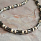 Men's Necklace Natural Coconut Pearls, Heishi Pearls in White Natural Shell and Black Wood  Beaded Surfer Necklace
