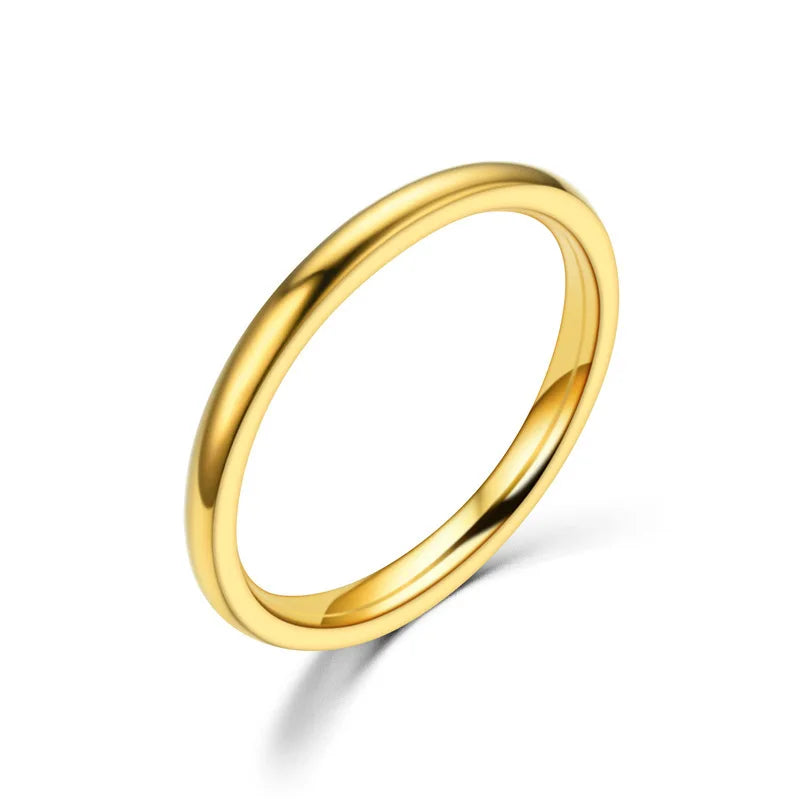 2mm dünne Edelstahlringe Roségold Mode einfache Titanringe für Frauen Mädchen Geschenke