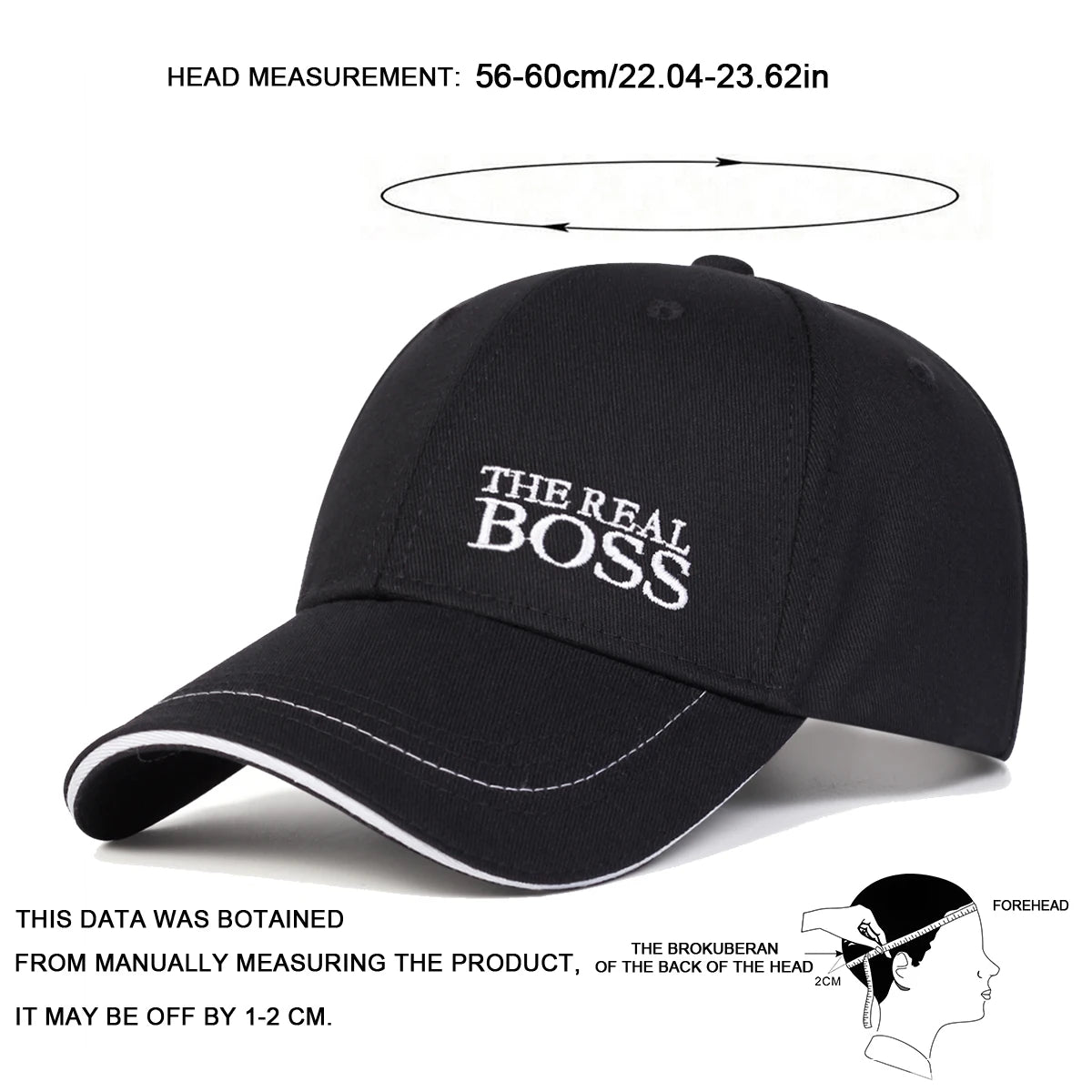 Unisex THE REAL BOSS Buchstabenstickerei Baseball Caps Frühling und Herbst Outdoor Verstellbare Freizeit Hüte Hip Hop Hut Sonnenhut