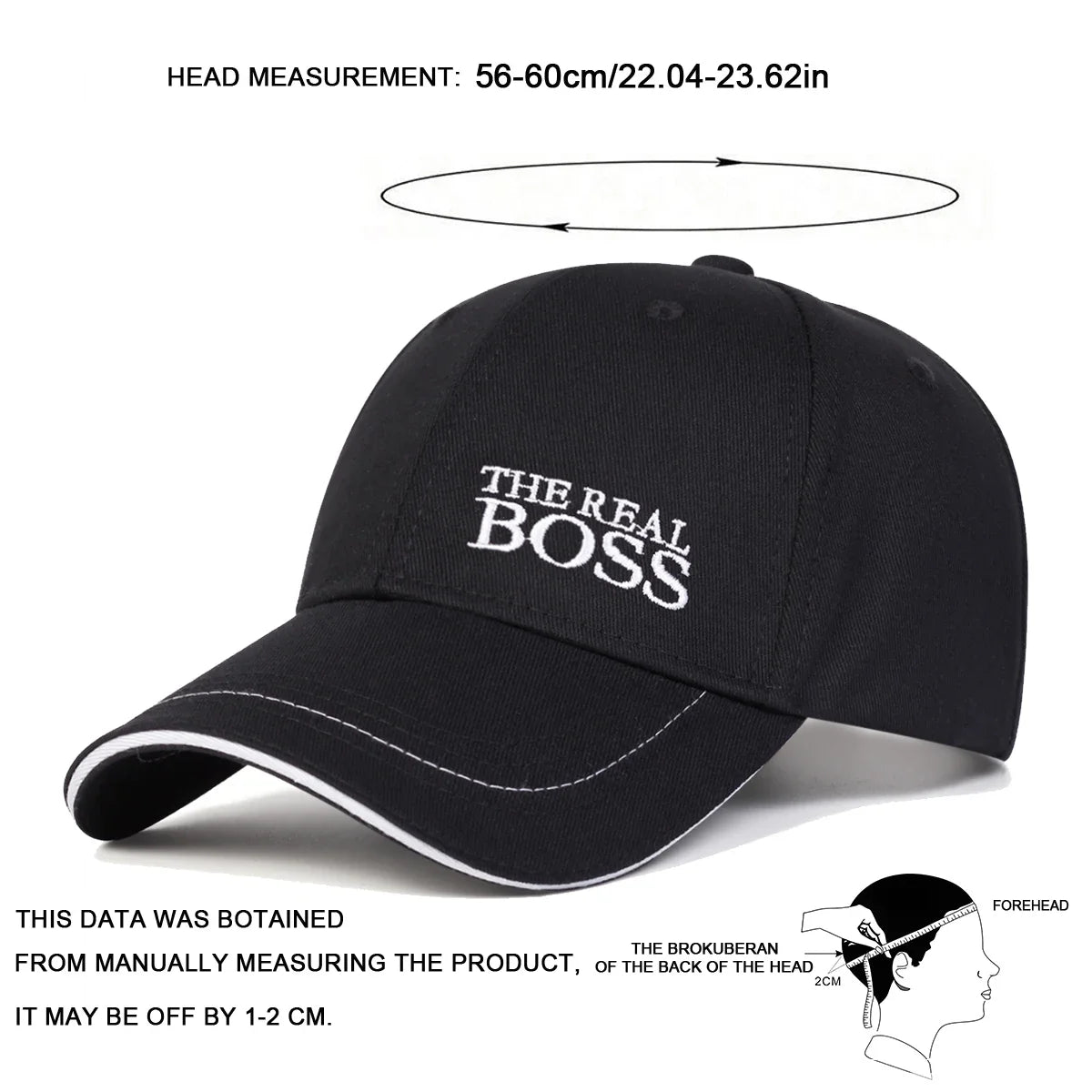 Unisex THE REAL BOSS Buchstabenstickerei Baseball Caps Frühling und Herbst Outdoor Verstellbare Freizeit Hüte Hip Hop Hut Sonnenhut