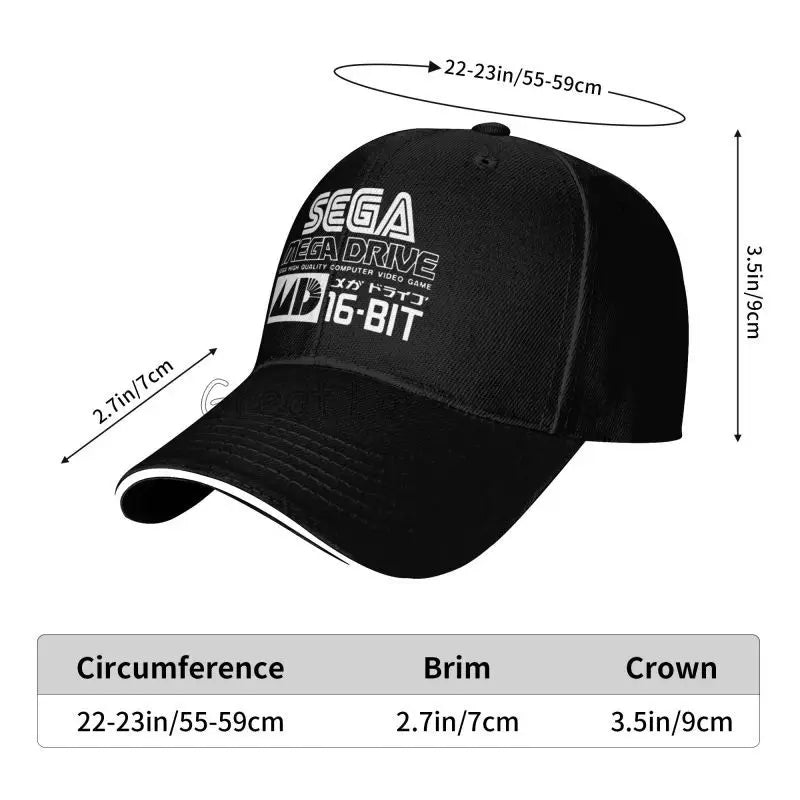 Sega Mega Drive Genesis Japanese Vinyl Baseball Cap Outdoor Sun Hat Sandwich Hat Men Summer Fishing Balaclava Golf Caps