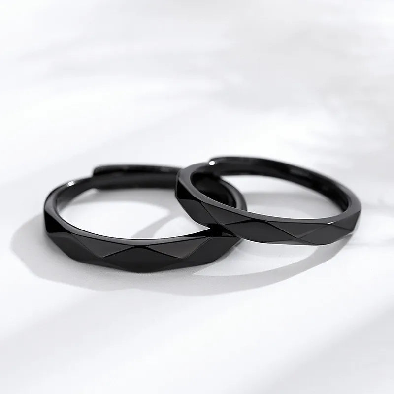 Fashion Schwarz Weiß Ring Geometrische Unregelmäßigkeiten Glatte Paar Verstellbare Ringe Einfachheit Studentenparty Schmuck