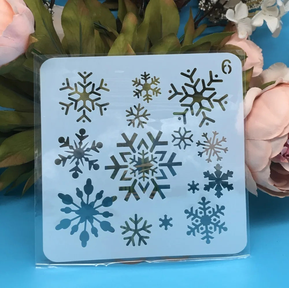 8Pcs/Set 13cm Christmas Model C DIY Layering Stencils Painting Scrapbook Coloring Embossing Album Decorative Card Template