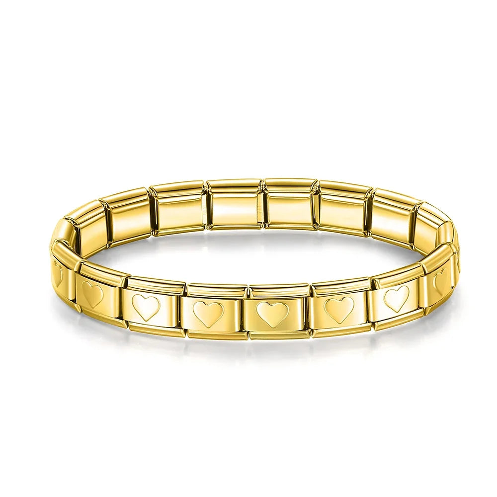 Hapiship Neue Mode Frauen Romantisches Herz 9mm Breite Edelstahl Armband Armreif Mädchen Hochzeit Weihnachtsgeschenk Schmuck G205