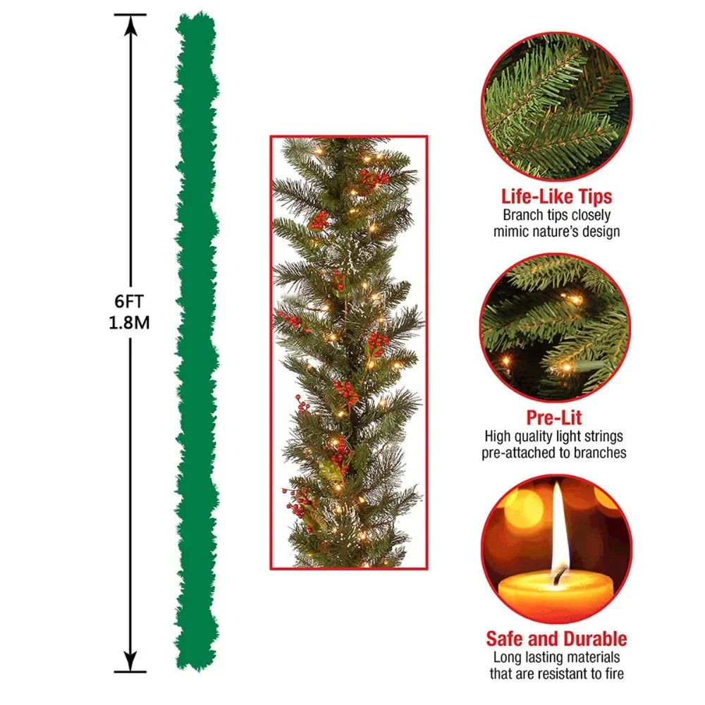 Weihnachten 1,8m/2,7m Rote Frucht Beleuchteter Rattan PVC Material Beleuchtung Lichterkette Kiefer Kamin Treppe Tür Dekorative Girlande