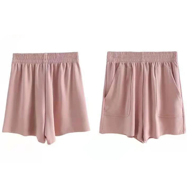 Lässige Damen-Shorts mit hoher Taille, kurze Sporthosen für den Sommer mit Tasche, lose Unterteile für Zuhause, Mädchen-Homewear, weite Sweathose