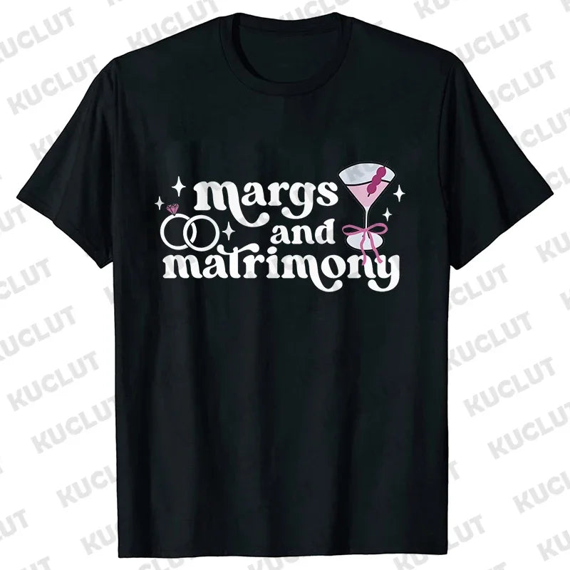Margs & Matrimony Junggesellenabschied Party T-Shirts Harajuku Sommer Team Braut Tees Brautparty Grafik Y2k Tops