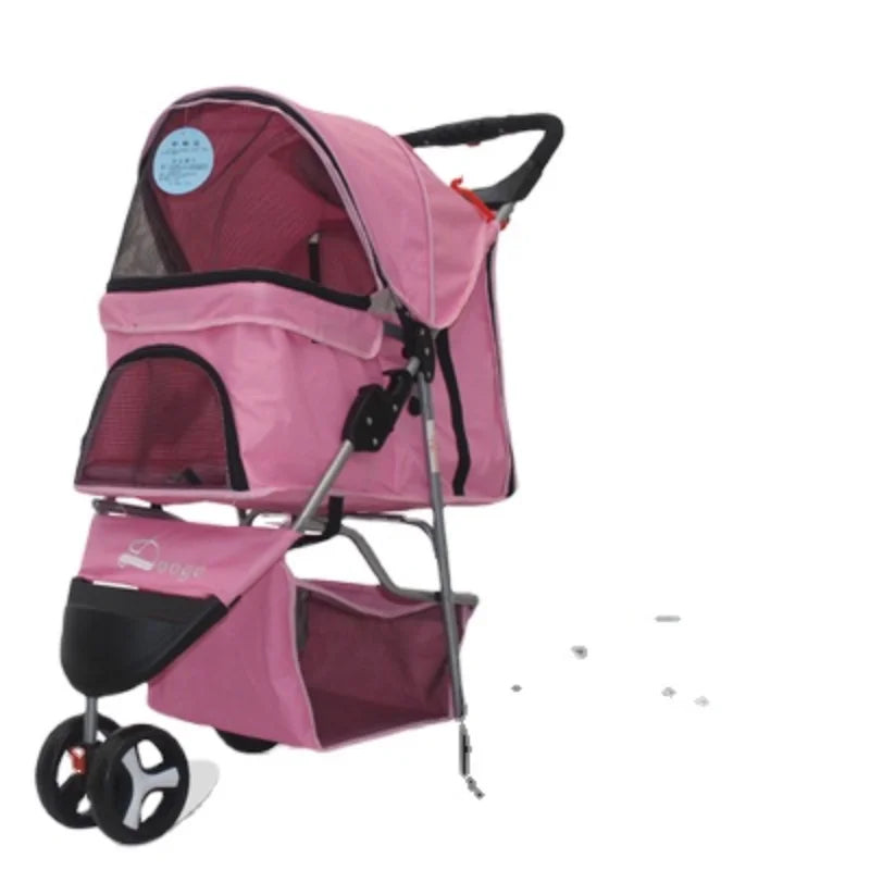 Lightweight Outing Small And Medium-sized Pet Stroller Four Seasons Universal Dog Cat Stroller Foldable Tricycle Cage Pet