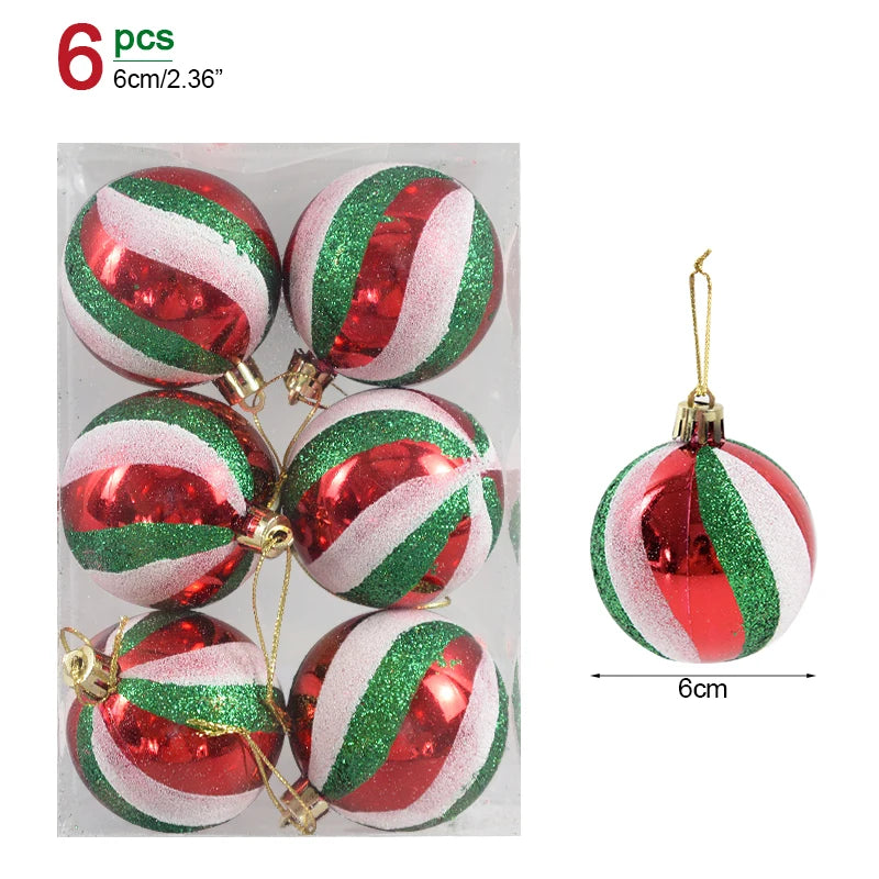 6 Stück 6 cm transparente Schneeball-Weihnachtskugeln Anhänger für Weihnachtsbaumschmuck Klare Kugeln Hängende Ornamente Weihnachten Navidad