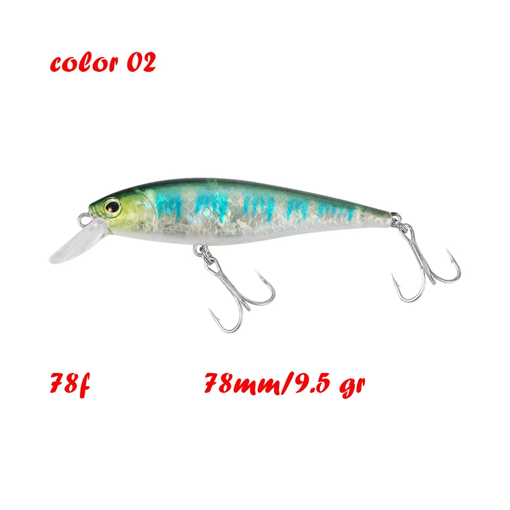 BassLegend Fishing Artificial Bait Suspending Minnow Shallow Wobbler Jerkbait Shad Bass Pike Lure 128 SP 78 F 65 SP