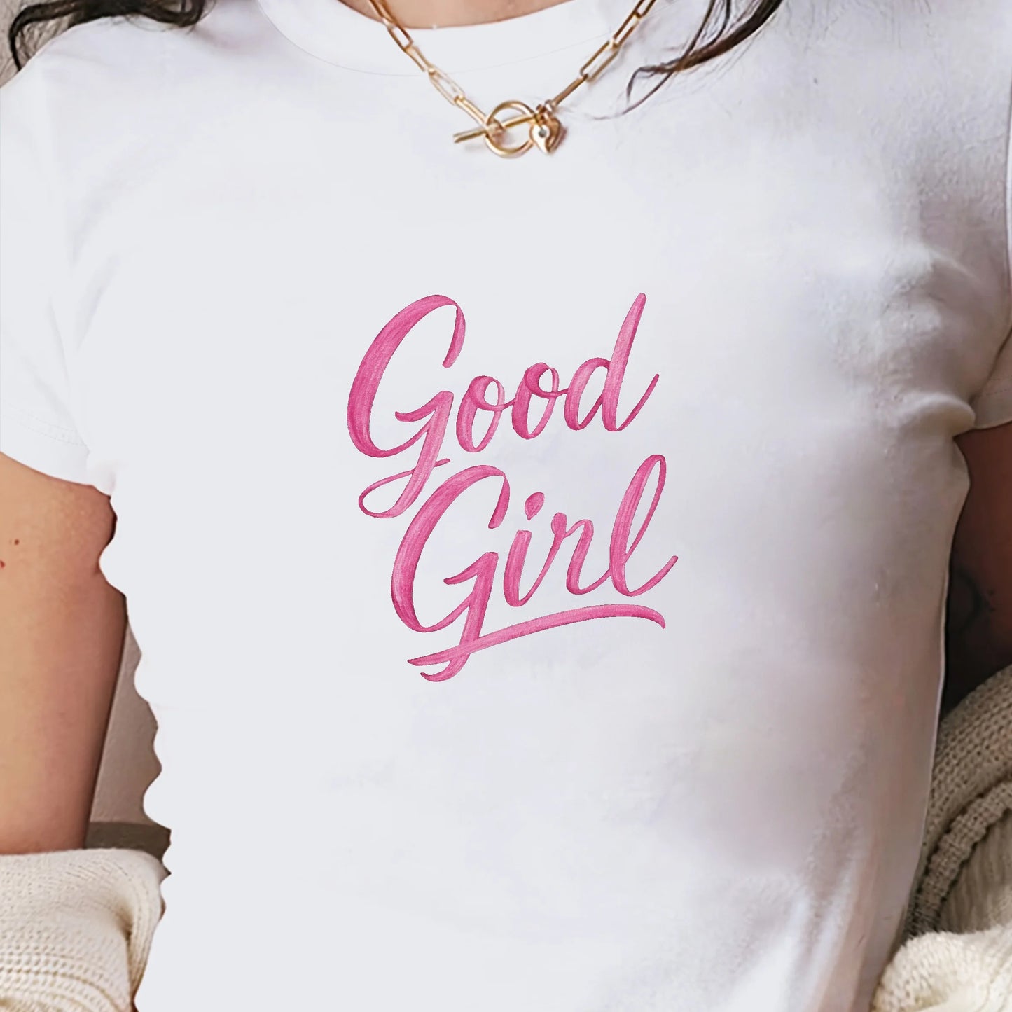 Y2K Style Good Girl Damen Fashion Kurzarm-T-Shirt