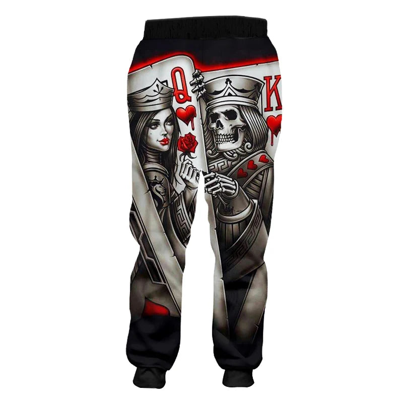 3D-Druck Totenkopf rauchend Lässige Y2K-Hose Herren Jogginghose Neu Coole Sweat-Jogger Harem Herren Volle Länge Hombre Kapuzen-Golfshirt
