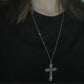 Retro Barock für Kreuz Blumenhalskette Mode Böhmen Christus für Kreuz Halskette Gotische Anhänger Halskette mit Metallkette