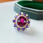 925 Silberring Oval Vintage Echt Rubin Ringe für Frauen Verlobung Edelstein Ehering Edler Schmuck Geschenk
