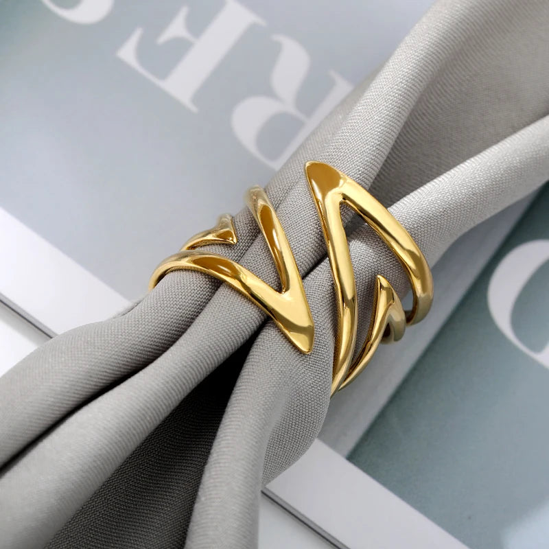 Klassische geometrische unregelmäßige Ringe für Frauen, goldfarben, Edelstahl, offene Ringe, Mädchen, Persönlichkeit, Punk-Schmuck-Accessoires