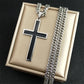 Punk Hip Hop Schwarzes Kreuz Anhänger Halskette für Frauen Männer Edelstahl Goldfarbe Männlich Jesus Christus Kette Schmuck Colar N8236S0