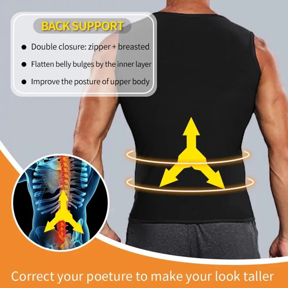 Men Silver Ion Coating Thermo Sweat Sauna Vest Body Shapewear Slimming Shapers Tops Trainer Tank Burning Waist Fat Effect J3P4