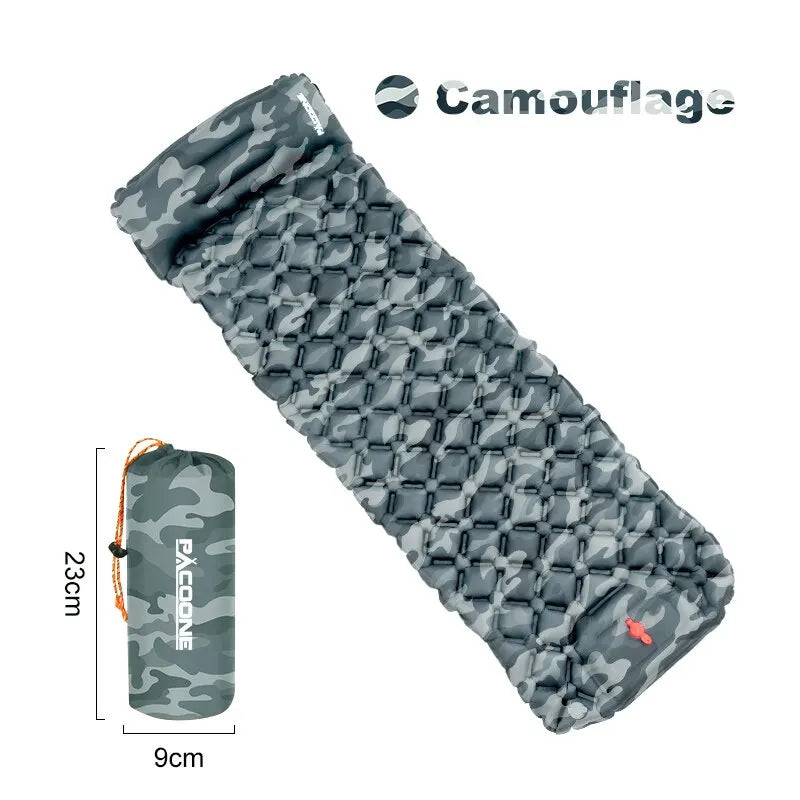 Outdoor-Camping aufblasbare Matratze Isomatte mit Kissen Ultraleichte Luftmatratze Eingebauter Inflatorpumpe Wandern