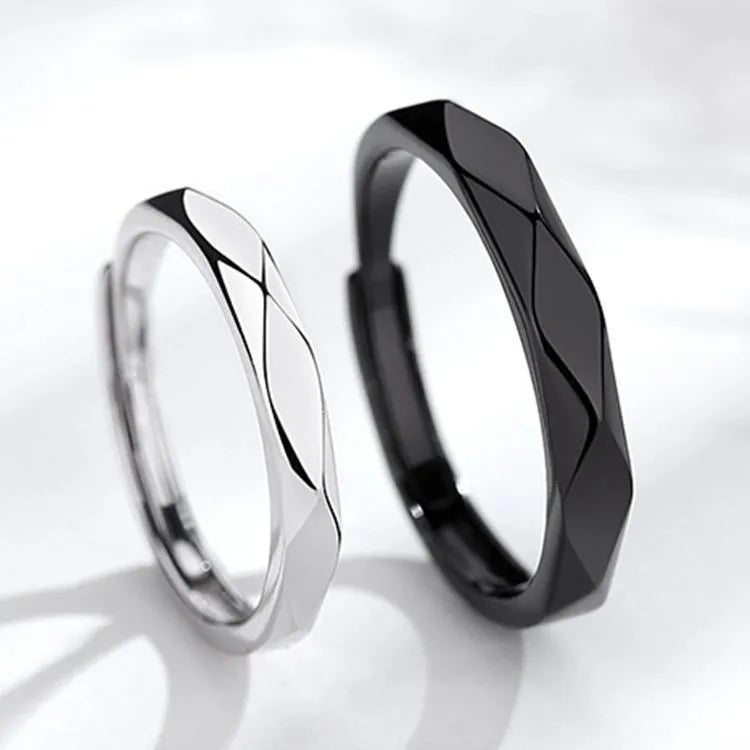 Fashion Schwarz Weiß Ring Geometrische Unregelmäßigkeiten Glatte Paar Verstellbare Ringe Einfachheit Studentenparty Schmuck