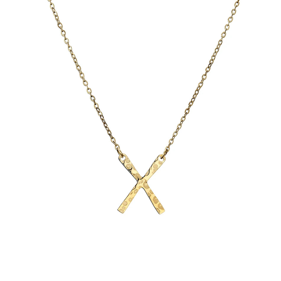 e-Manco Punk Edelstahl Halskette Damen Stylische X-Form Anhänger Halskette Einfache Dünne Halskette für Frauen Modeschmuck