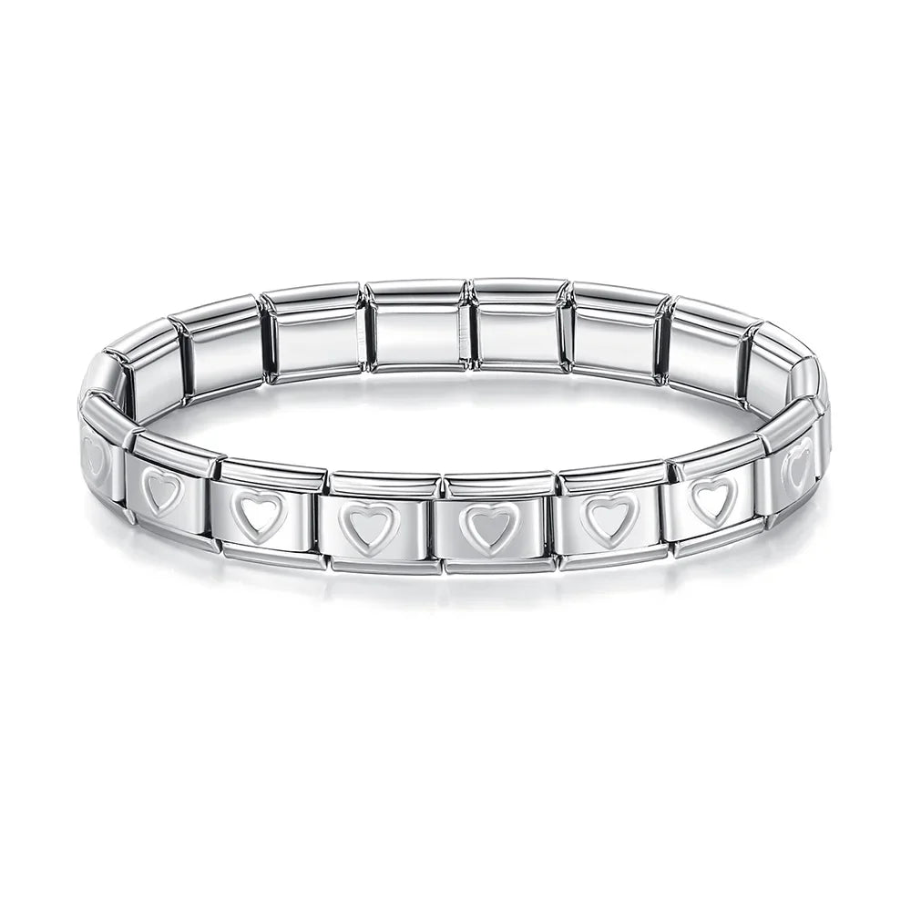 Hapiship Neue Mode Frauen Romantisches Herz 9mm Breite Edelstahl Armband Armreif Mädchen Hochzeit Weihnachtsgeschenk Schmuck G205