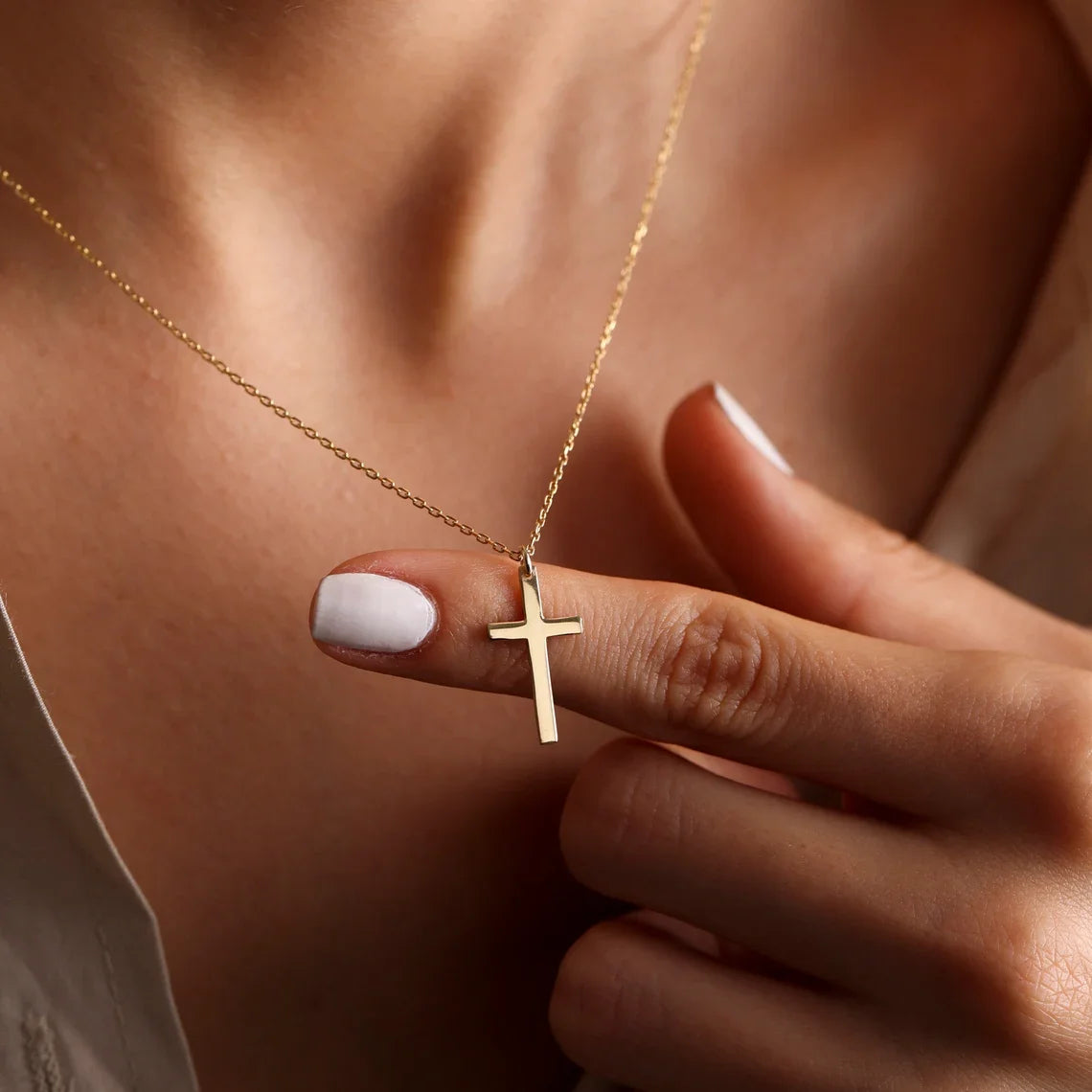 Mode Edelstahl Kreuz Gold Silber Farbe Halskette für Damen Herren Exquisite Kette Halsketten Schmuck Geburtstagsgeschenk