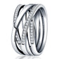 Ringe für Frauen 925 Silberfarbe Zirkon Wickellinie Geometrischer Sternring Verlobung Hochzeit Romantisches Valentinstag Feinschmuck Geschenk
