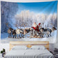 Christmas Tapestry Wall Hanging Winter Night Snowflake Elk Santa Claus Hanging Fireplace Blanket Gift Home Wall Decorations