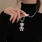 Niedliche Bären-Anhänger-Halskette für Damen, modische Persönlichkeit, Hip-Hop-Kette, glänzender Zirkon-Bär, Hoodie-Accessoires, Trend-Party-Schmuck