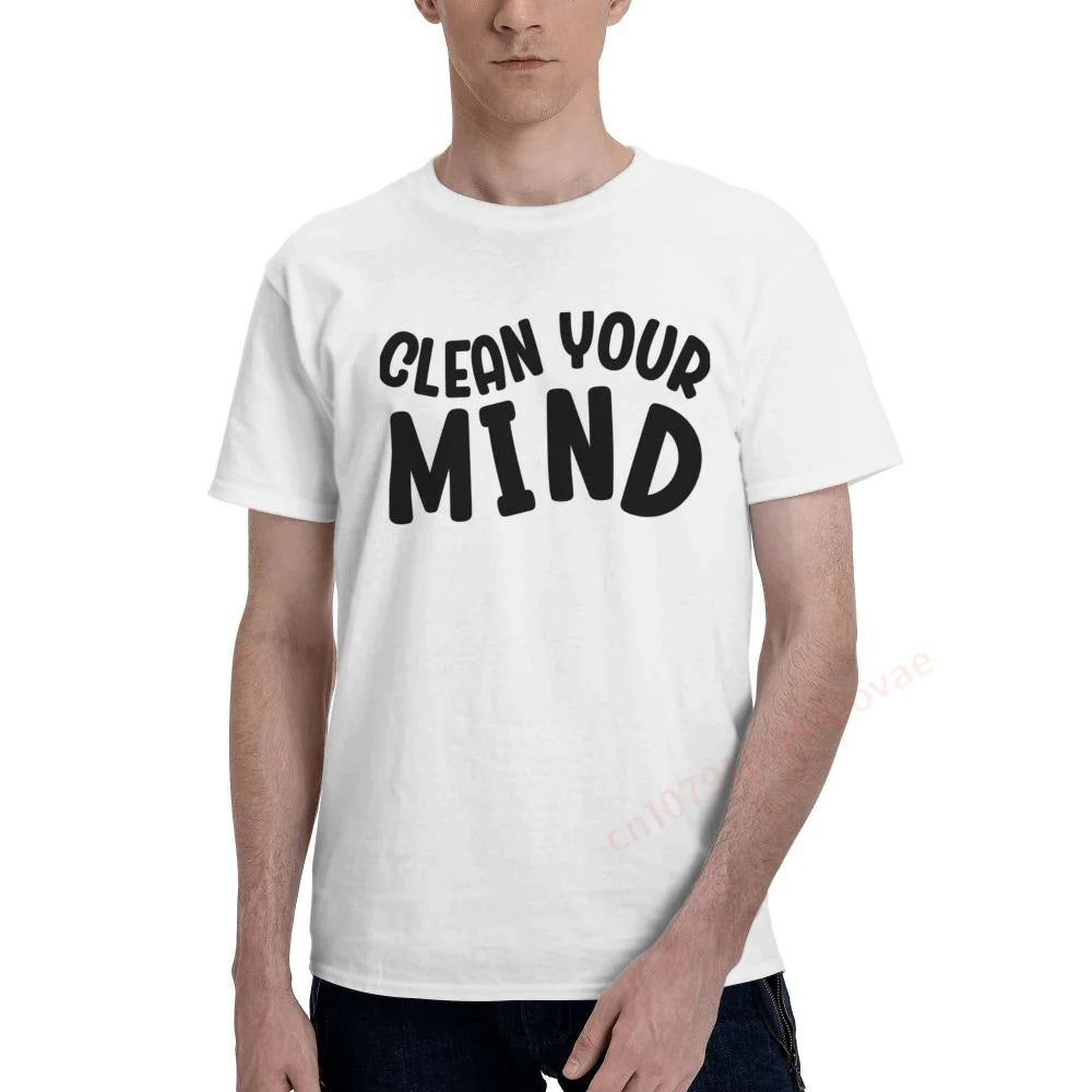 100% Baumwolle REINIGE DEINEN GEIST Motivierende Zitate T-Shirts Herren Freizeit Damen Kleidung T-Shirts Oberteile