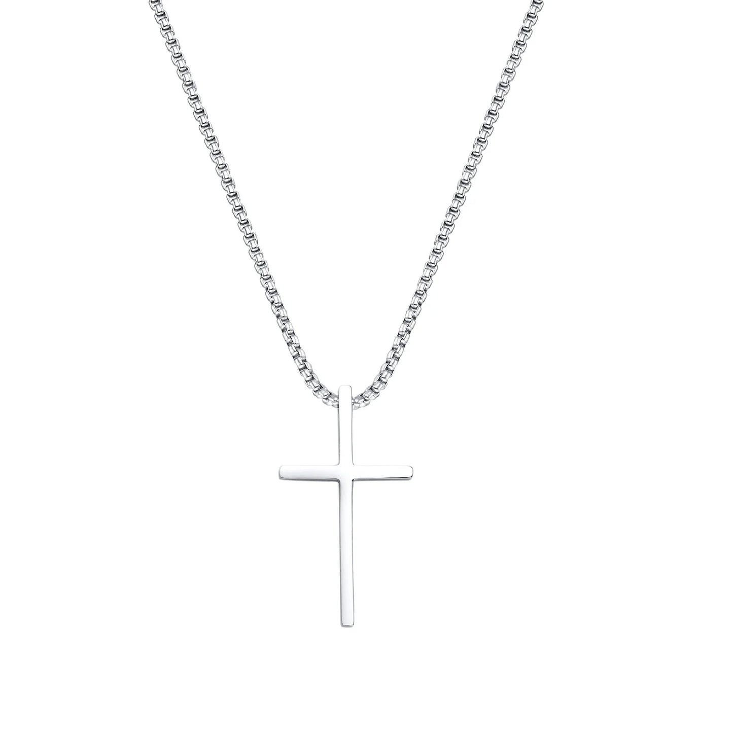 Vnox Schlichte Unisex-Kreuzketten, einfacher Edelstahl-Kreuzanhänger für Damen und Herren, Gebets-Halskette für Christen, verstellbare Panzerkette