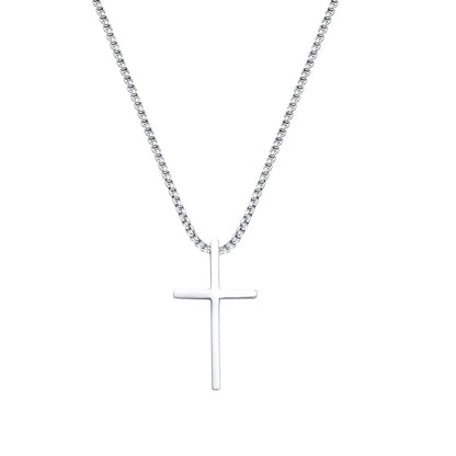 Vnox Schlichte Unisex-Kreuzketten, einfacher Edelstahl-Kreuzanhänger für Damen und Herren, Gebets-Halskette für Christen, verstellbare Panzerkette
