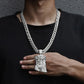 Iced Out Jesus Christus Kopf Anhänger Strass Halskette mit 13mm Miami Cuban Gliederkette Hip Hop Stil für Herren Damen Geschenk